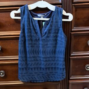 Market & Spruce Deep Blue Patterned Blouse